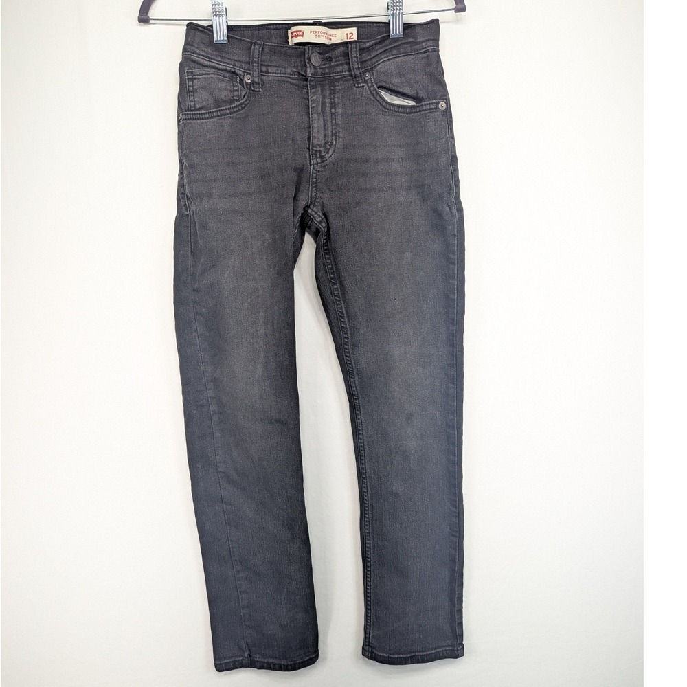 Levis 511 Slim Performance Jeans Boys Size 12 Reg Faded Black Denim 26x27